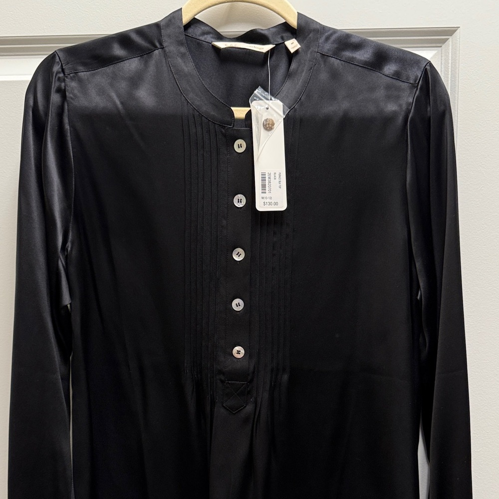 New Soft Surroundings Black Purace 100% Blouse Size Medium